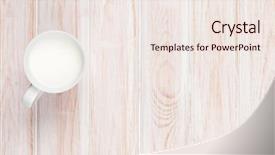  Presentation with white milk - Presentation having milk on white wooden table background and a sky blue colored foreground