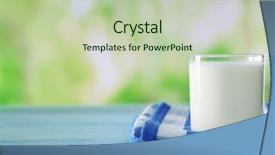  Presentation with green glass - Slide set enhanced with milk on wooden table background and a mint green colored foreground