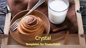  Presentation with cinnamon roll - Cool new slides with milk on wooden tray backdrop and a tawny brown colored foreground