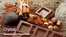  Presentation with coffee chocolate - Slide deck enhanced with coffee pralines - chocolate with ingredients background and a tawny brown colored foreground