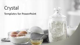  Presentation with flour - Beautiful PPT layouts featuring egg powder - jar and scoop of flour backdrop and a white colored foreground