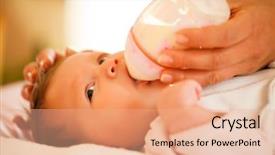  Presentation with tranquil - Presentation design enhanced with child welfare - mother is feeding her baby background and a coral colored foreground