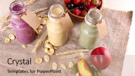  Presentation with smoothie - Cool new presentation theme with milk price - bottles of delicious smoothie backdrop and a  colored foreground