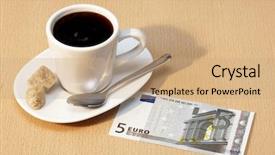  Presentation with coffee cup diary - Amazing PPT layouts having milk price - cup of coffee and five-euro backdrop and a  colored foreground
