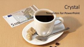  Presentation with coffee cup diary - Beautiful theme featuring milk price - cup of coffee and five-euro backdrop and a  colored foreground