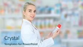  Presentation with work - Slide deck with milk price - female shop assistant at work background and a  colored foreground