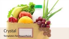  Presentation with paper bag - Beautiful PPT layouts featuring milk price - fresh food in a paper backdrop and a yellow colored foreground