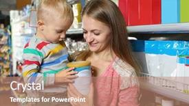  Presentation with baby milk - Audience pleasing presentation theme consisting of milk price - young mother with little son backdrop and a coral colored foreground