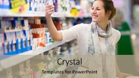  Presentation with diary products - PPT theme featuring milk produce - beautiful young woman shopping background and a coral colored foreground