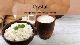  Presentation with dairy products - Amazing PPT theme having milk produce - tasty dairy products with bread backdrop and a coral colored foreground