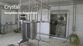  Presentation with pressure tanks - PPT theme with milk production - stainless steel temperature controlled pressure background and a gray colored foreground