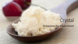  Presentation with milk protein - Presentation theme with milk protein - cottage cheese with cherry background and a  colored foreground