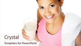  Presentation with smoothie - Theme enhanced with milk protein - portrait of a fit young background and a lemonade colored foreground