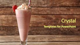  Presentation with milkshake - Presentation theme with milk shake - delicious milkshake on wooden background background and a tawny brown colored foreground
