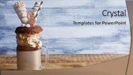  Presentation with milkshake - Cool new presentation theme with milk shake - milkshake donut and other sweets backdrop and a light blue colored foreground