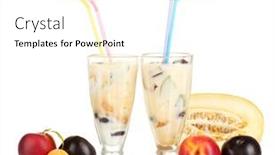  Presentation with white milk - PPT theme with cracker - rusks creating a domino effect background and a yellow colored foreground