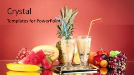  Presentation with fruit drink - Cool new slide deck with milk shakes with fruit backdrop and a coral colored foreground