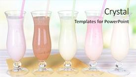  Presentation with light blue - Presentation with chocolate smoothie milkshake straw - milk shakes with fruits background and a cool aqua colored foreground