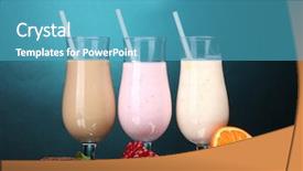  Presentation with chocolate milk - Colorful slides enhanced with chocolate on blue background backdrop and a teal colored foreground