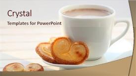  Presentation with breakfast biscuits - PPT theme enhanced with milk tea - breakfast with cup of cocoa background and a lemonade colored foreground