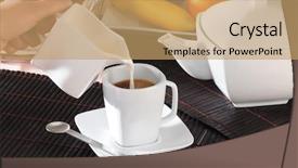  Presentation with milk tea - Amazing presentation design having milk tea - breakfast backdrop and a coral colored foreground