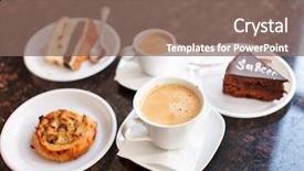  Presentation with tea cake - Beautiful slides featuring milk tea - coffee with cake backdrop and a violet colored foreground