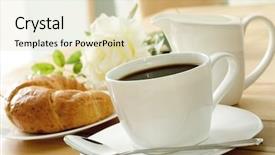  Presentation with tea croissant - Presentation having milk tea - croissant and coffee background and a lemonade colored foreground