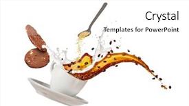  Presentation with tea coffee - PPT theme with milk tea - porcelaine white cup with splashing background and a white colored foreground