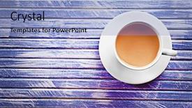  Presentation with milk tea - Beautiful presentation design featuring milk tea on purple wooden backdrop and a light blue colored foreground