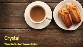  Presentation with milk tea - Presentation design consisting of milk tea with eclairs background and a tawny brown colored foreground