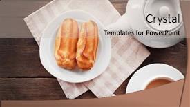  Presentation with milk tea - Presentation theme consisting of por - milk tea with eclairs background and a soft green colored foreground