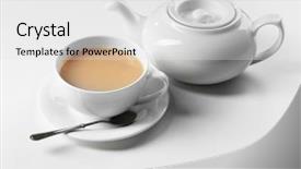  Presentation with milk tea - Colorful PPT layouts enhanced with milk tea with tea pot backdrop and a light gray colored foreground