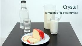  Presentation with healthy food - Amazing PPT theme having milk water and cheese tasty backdrop and a  colored foreground