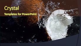  Presentation with coconut water - Audience pleasing presentation design consisting of milk water glass - cracked coconut with big splash backdrop and a tawny brown colored foreground