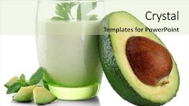  Presentation with fresh avocado - PPT theme featuring milk water glass - fresh avocado smoothie isolated background and a soft green colored foreground