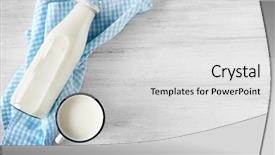  Presentation with table napkin - Slide deck consisting of milk with napkin on kitchen background and a light gray colored foreground