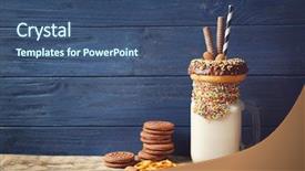  Presentation with milkshake - Theme having milkshake donut and other sweets background and a ocean colored foreground