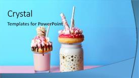  Presentation with milkshake - Slide deck enhanced with milkshake donuts and other sweets background and a arctic colored foreground