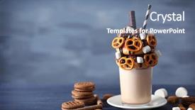  Presentation with milkshake - Colorful theme enhanced with milkshake donuts and other sweets backdrop and a seafoam green colored foreground