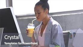  Presentation with milkshake - Amazing presentation design having milkshake while working on computer backdrop and a gray colored foreground