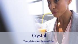  Presentation with front desk - Beautiful slide set featuring milkshake while working on computer backdrop and a sky blue colored foreground