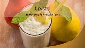  Presentation with milkshake - Audience pleasing theme consisting of milkshake with pears ginger and lemon backdrop and a coral colored foreground