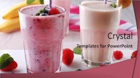  Presentation with wooden lighting - Presentation theme consisting of milkshakes with berries on light background and a coral colored foreground