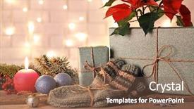  Presentation with knitted knitting needle - Colorful slide set enhanced with milkweed - pair of knitted socks backdrop and a tawny brown colored foreground