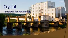  Presentation with grain mill - PPT theme featuring mill at sunset in chortkiv background and a sky blue colored foreground