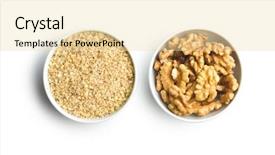  Presentation with bowl - Audience pleasing PPT layouts consisting of milled and whole walnuts kernels backdrop and a lemonade colored foreground