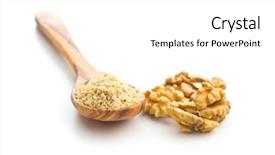  Presentation with dried fruits seeds nuts walnuts - PPT theme featuring milled and whole walnuts kernels background and a white colored foreground