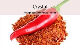  Presentation with chili - Theme enhanced with milled red chili pepper isolated on white background and a lemonade colored foreground