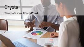  Presentation with millenials - Audience pleasing theme consisting of millenials - businesspeople working on laptop backdrop and a light gray colored foreground