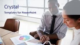  Presentation with working together - Audience pleasing PPT layouts consisting of millenials - businesspeople working on laptop backdrop and a sky blue colored foreground